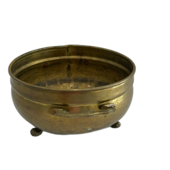 Vintage Brass Footed Planter 3 1/2" x 7" Preowned Condition - Picture 2 of 11